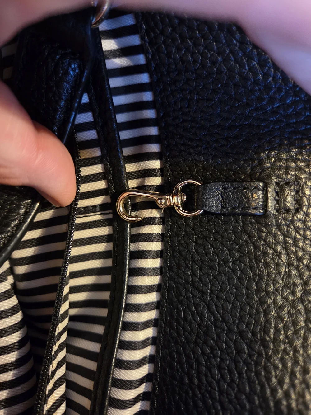 kate spade Black Pebbled Leather Satchel with Gold Hardware